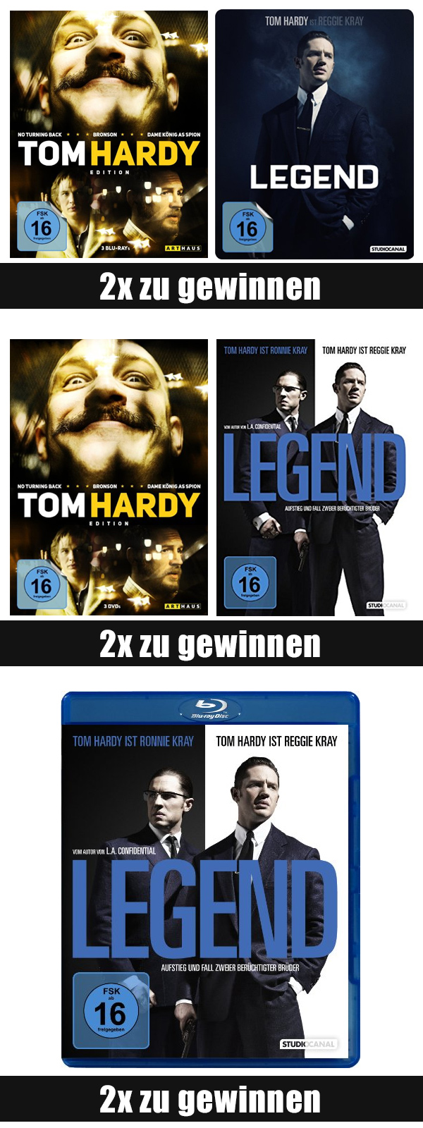 Bild 1:Tom Hardy-Fans aufgepasst! 6x "Legend" und "Tom Hardy Edition" gewinnen!