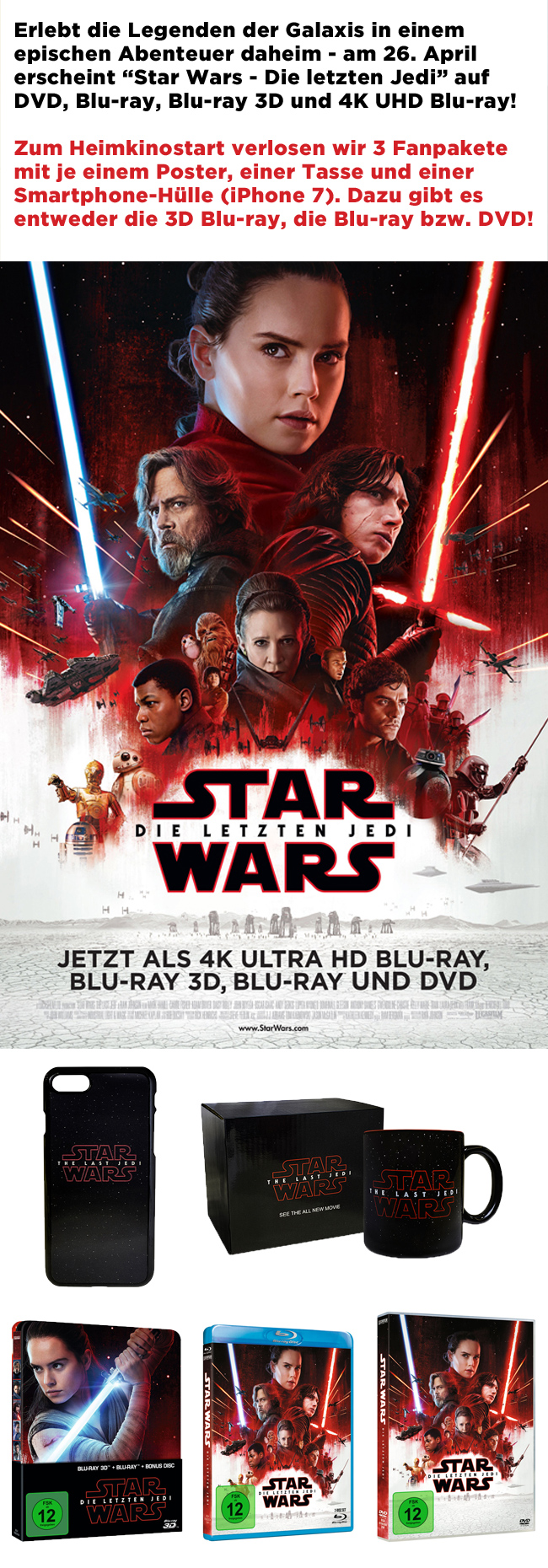 Bild 1:3 galaktische "Star Wars - Die letzten Jedi"-Pakete gewinnen!