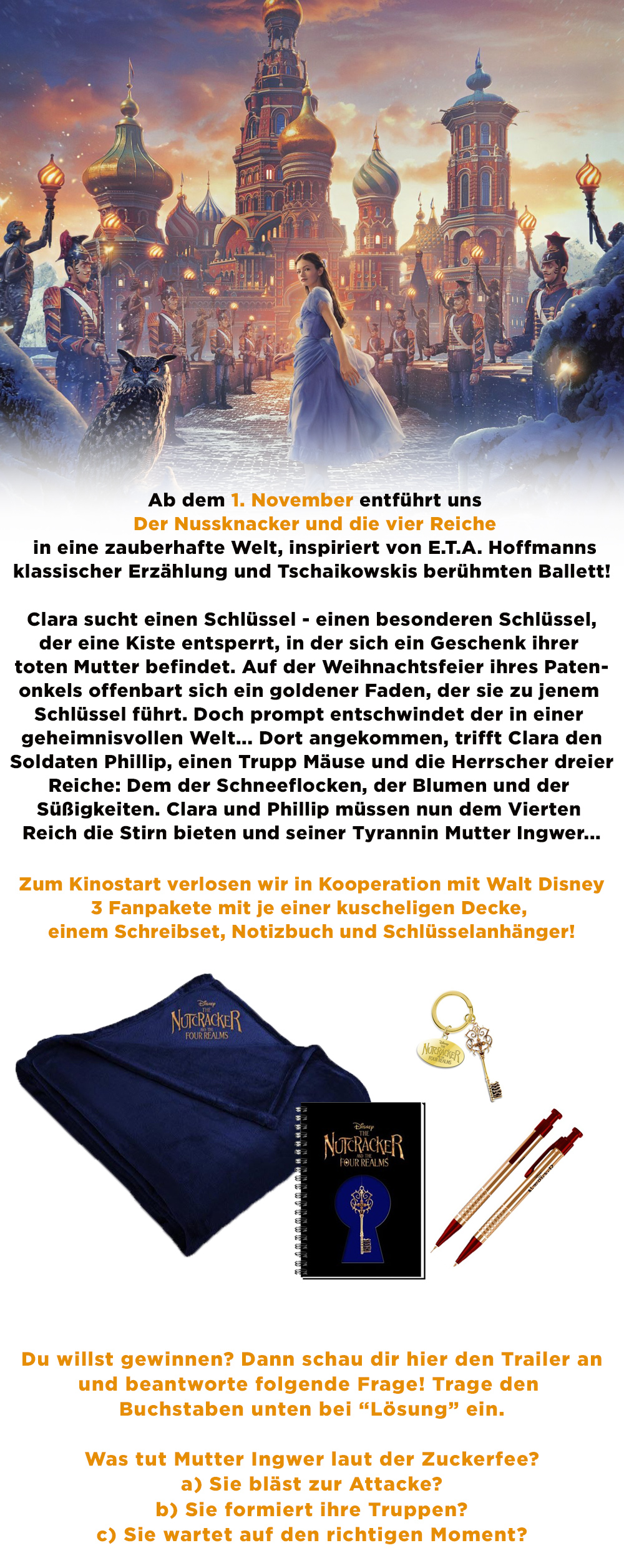 Bild 1:3 Pakete zu Disneys "Der Nussknacker und die vier Reiche" zu gewinnen!