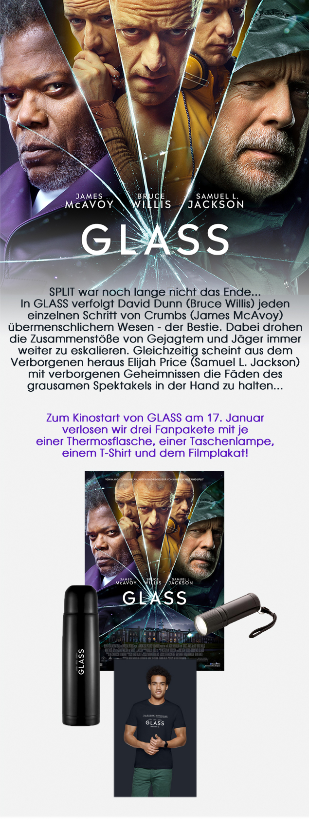 Bild 1:Drei Pakete im "Glass"-Gewinnspiel gewinnen!