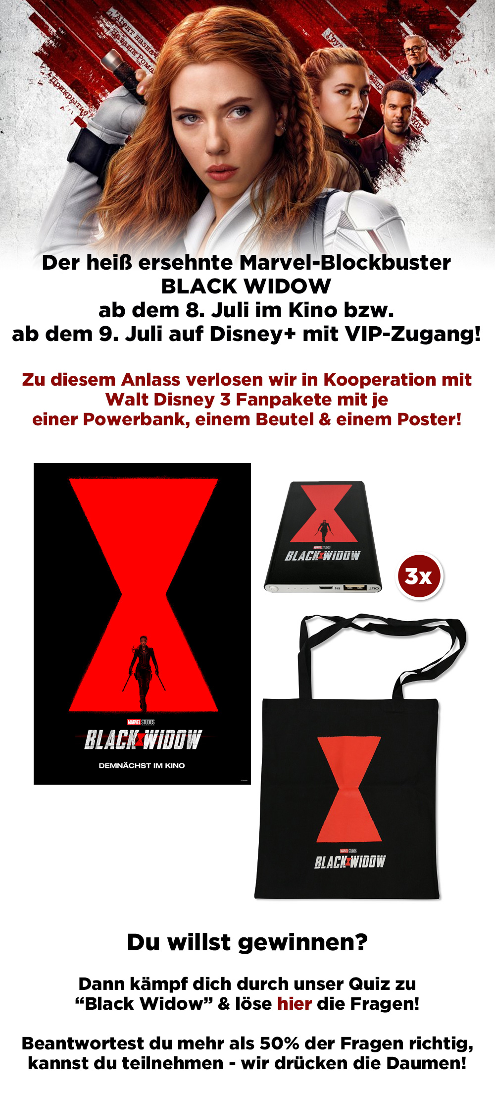 Bild 1:Gewinne ein Fanpaket mit Powerbank und mehr zum "Black Widow"-Kinostart!