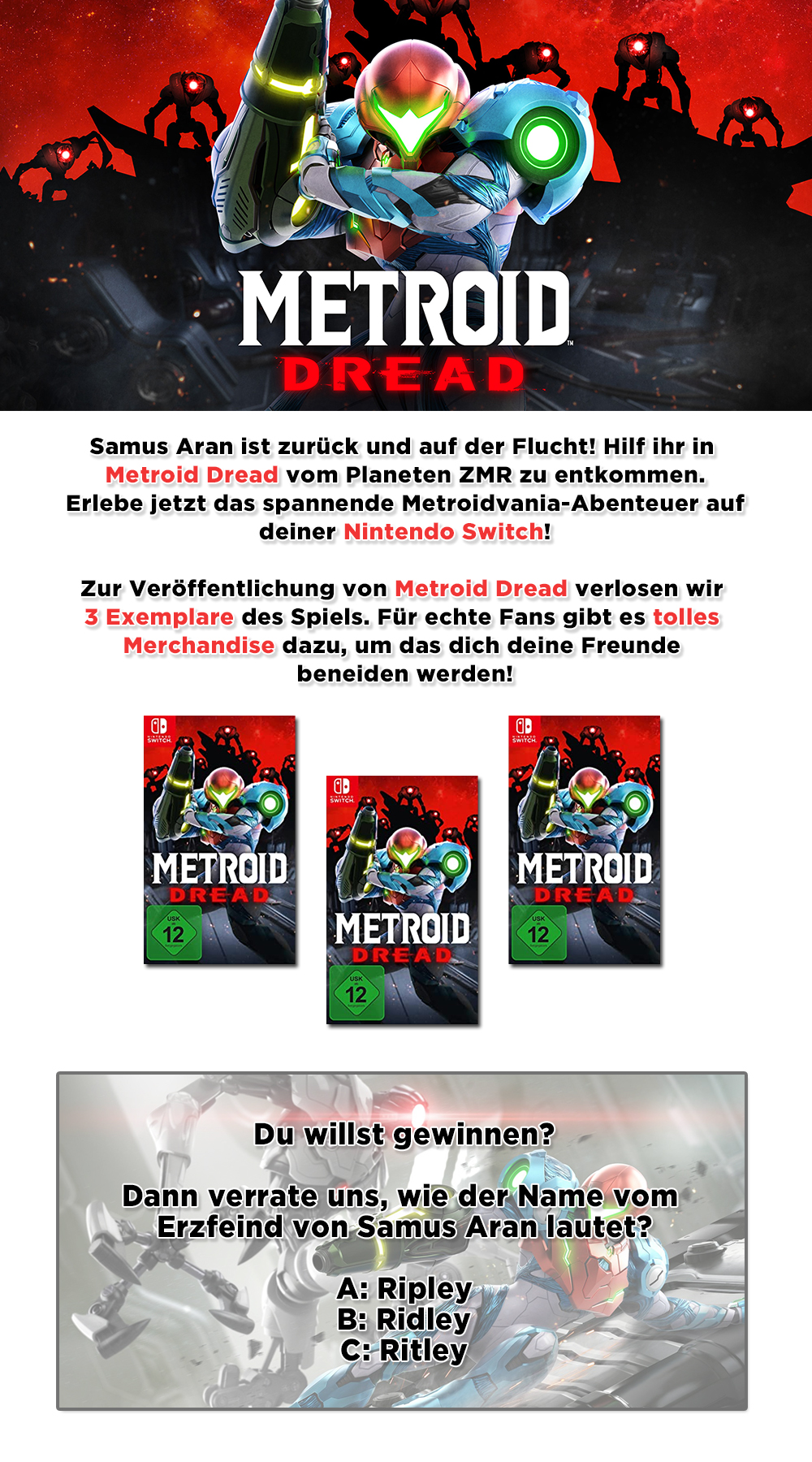 Bild 1:Gewinne eines von drei Exemplaren von "Metroid Dread"