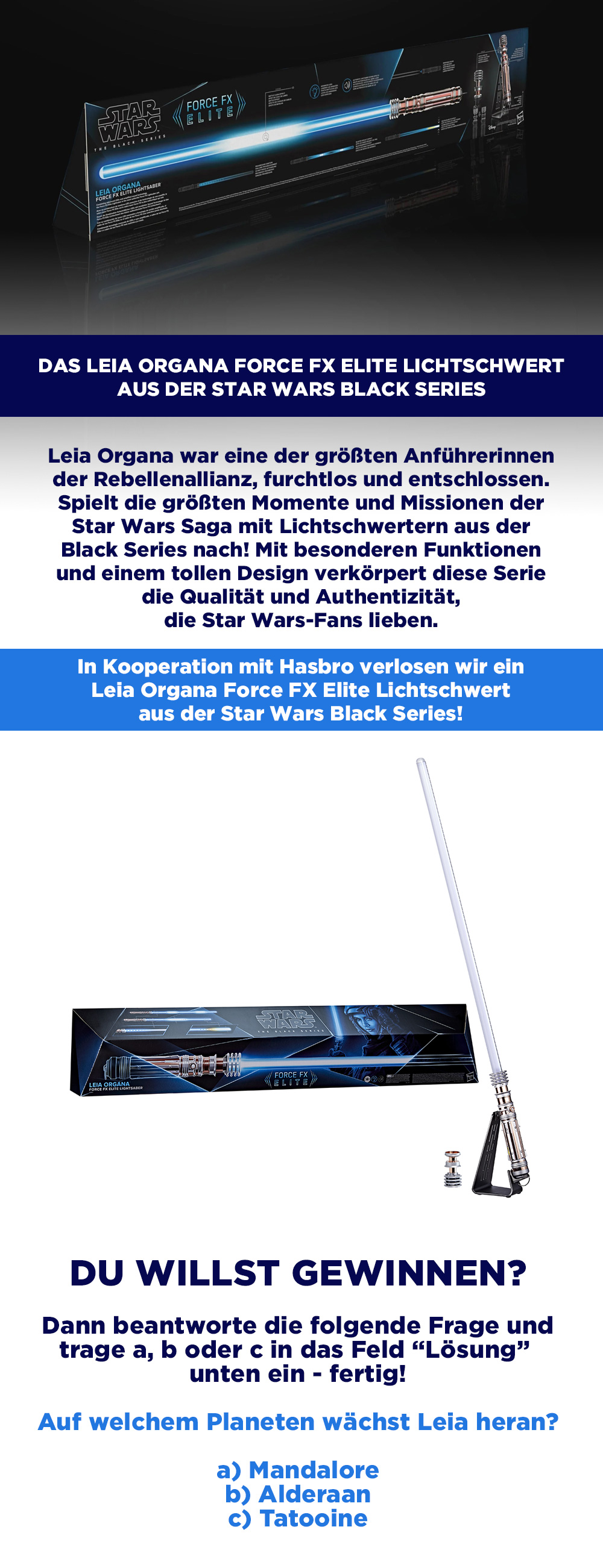 Bild 1:Gewinne ein Leia Organa Force FX Elite Lichtschwert von Hasbro!