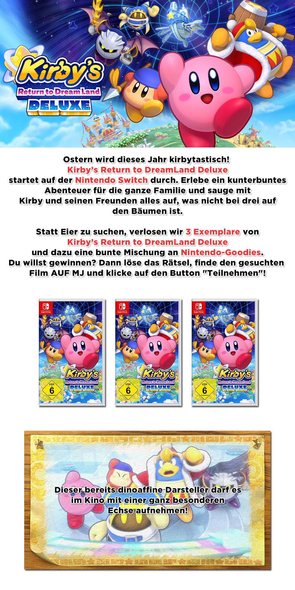 Bild 1:Gewinne eines von drei "Kirbys Return to Dreamland"-Exemplaren