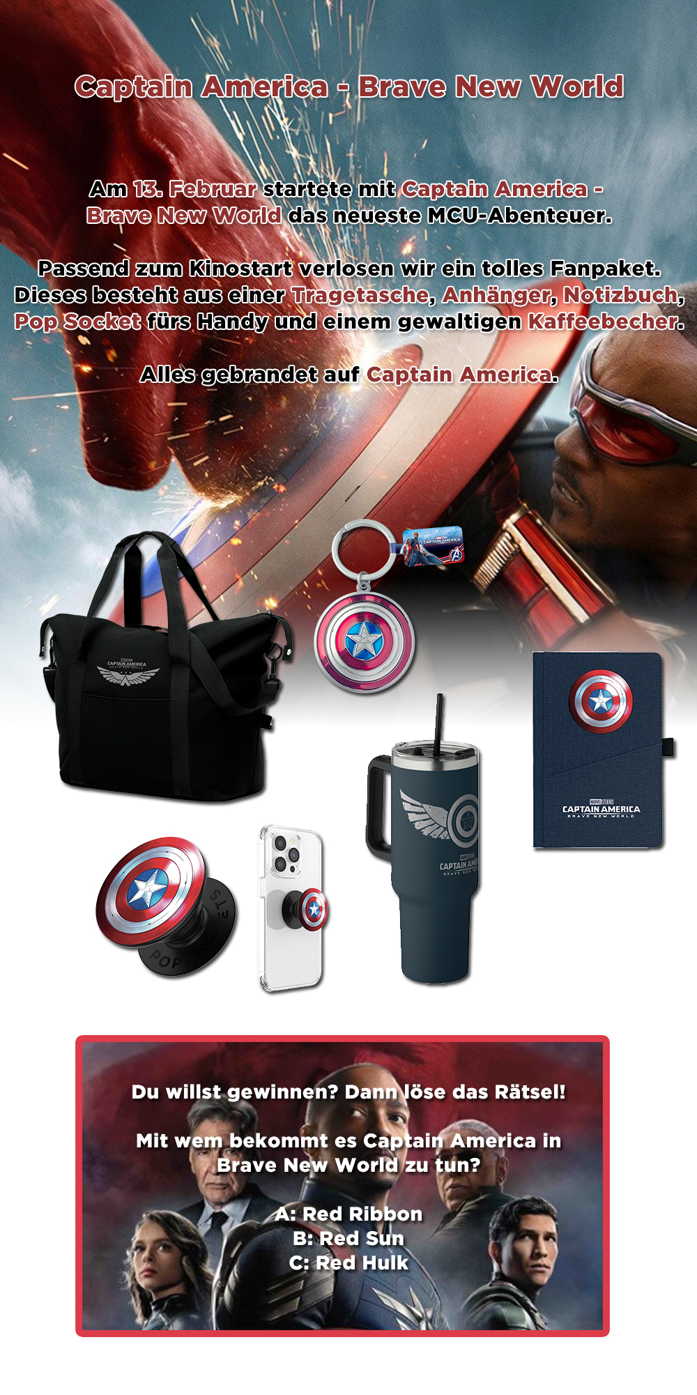 Bild 1:Gewinne ein Fanpaket zu "Captain America - Brave New World"